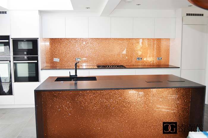 100 luxury copper glitter splashback