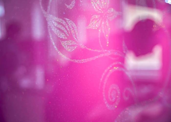pink and rainbow sparkle ganesh stencil close up