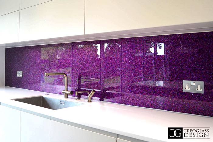 luxury collection purple glass kitchen splashback