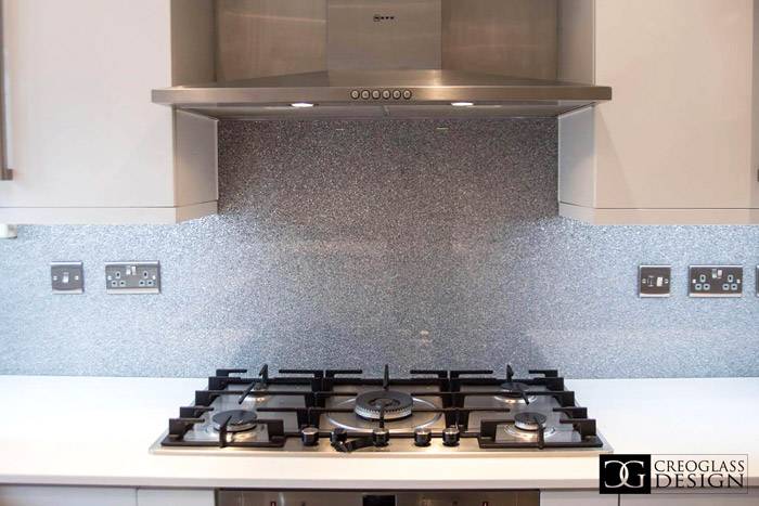silver grey luxury kitchen splashback