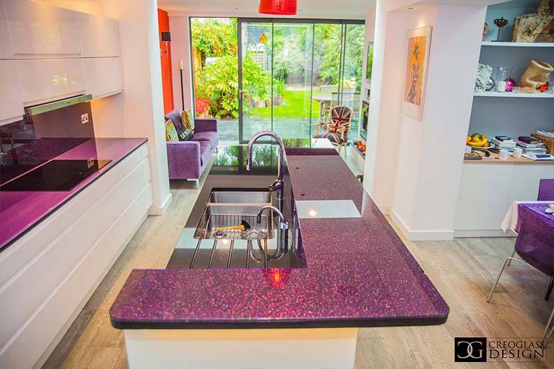 luxury collection glass purple worktop