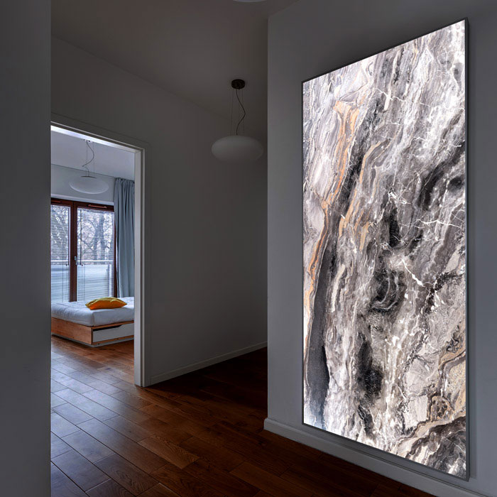 Hallway Backlit Art Creoglass Grey Marble