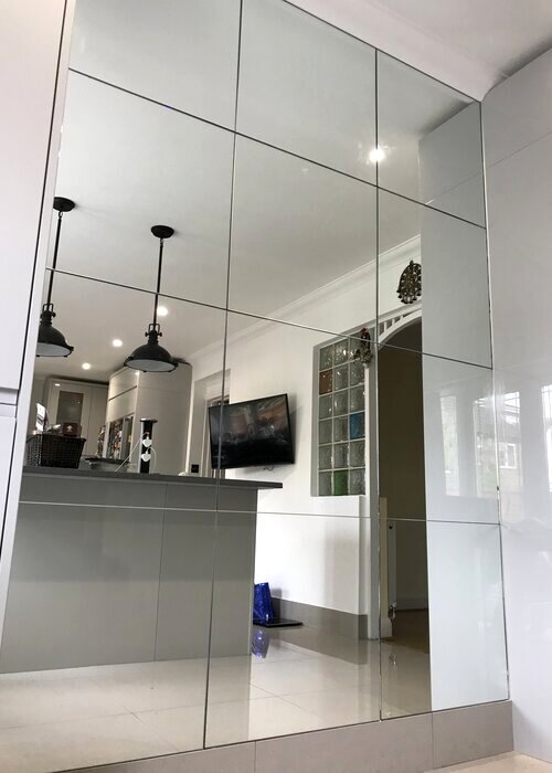 Squares Mirror Feature Wall - Silver Tint