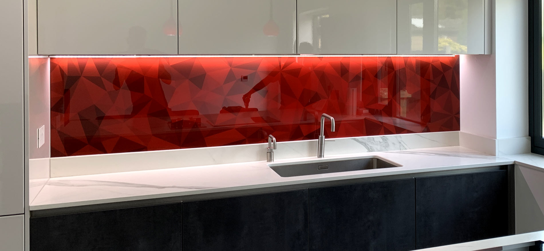 Red Printed Abstract Splashback