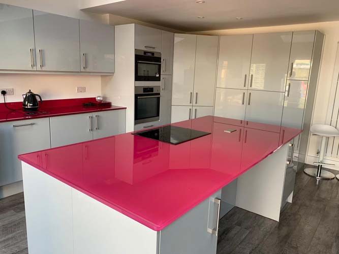 Coloured Glossy Glass Worktop